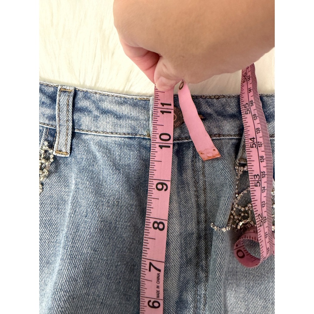 Sincerely Jules - Rhinestone‎ Detail Cut Off Denim Shorts Concert Festival Glam - Picture 9 of 10
